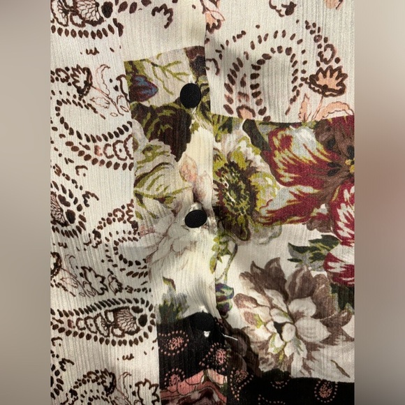 Zara Patchwork Paisley Shirtdress Women M Boho Hippie‎ Cowgirl Western Country - Picture 7 of 10